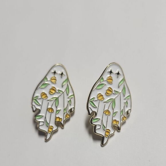 Ghost Floral Enamel Pins - Picture 1 of 3